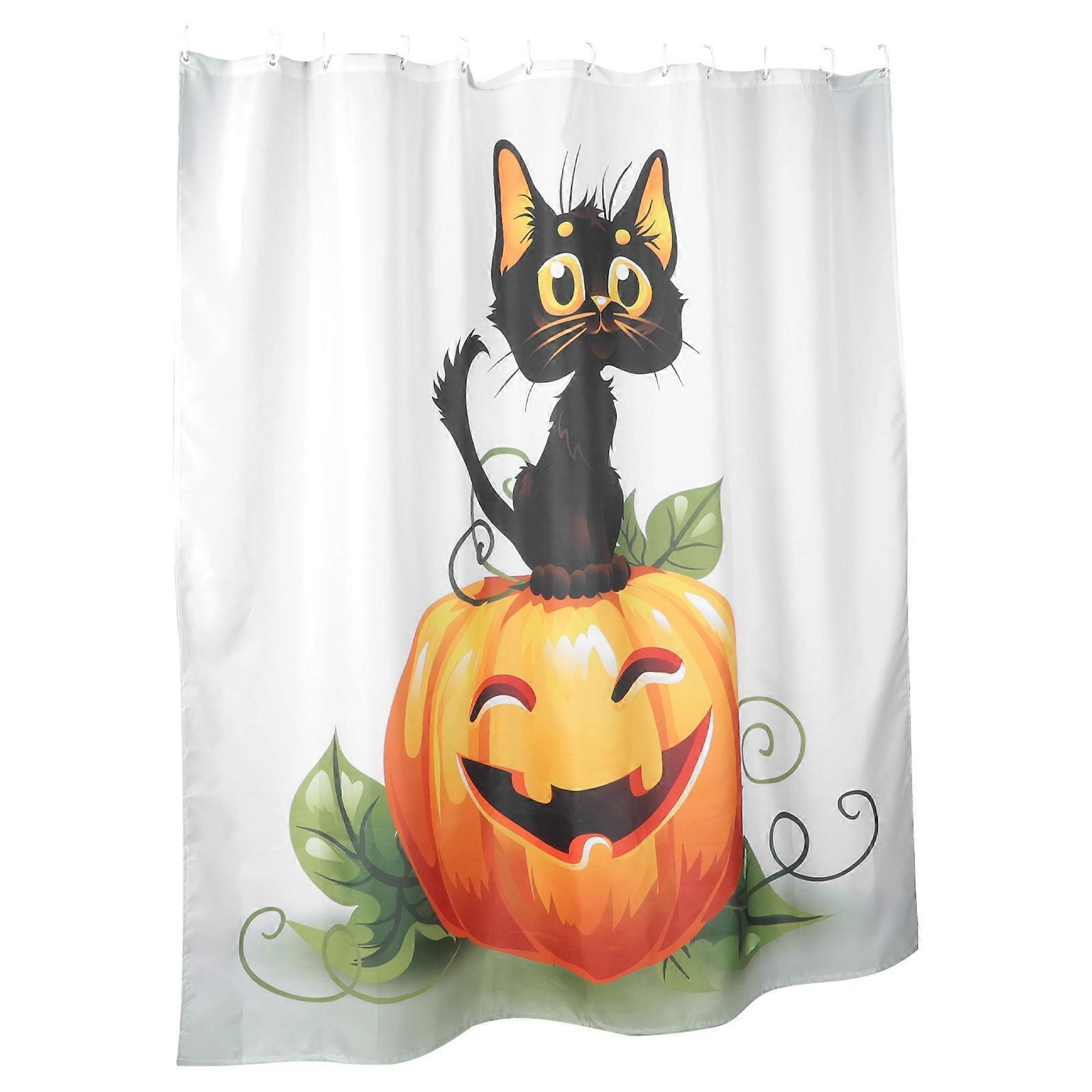 Waterproof Shower Curtain Pumpkin Pattern for 3Sets Bathroom Use