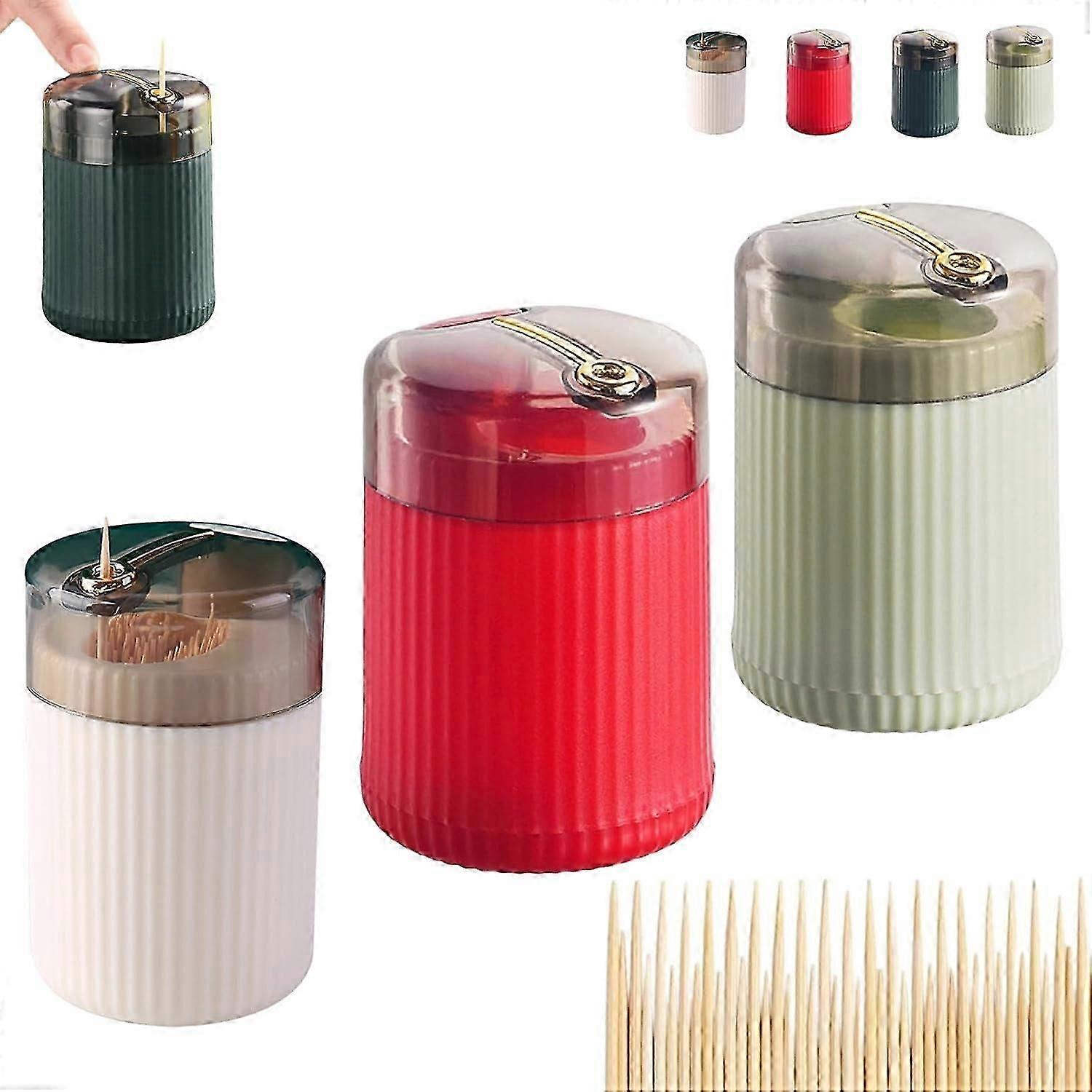 Pop-Up Automatic Toothpick Dispenser with Push-Button, Transparent Lid & Detachable Base  Includes 100 Toothpicks
