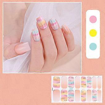 16Tips Full Cover Baking-Free Nail Polish Strips Summer Beach DIY Nail Stickers Decoration