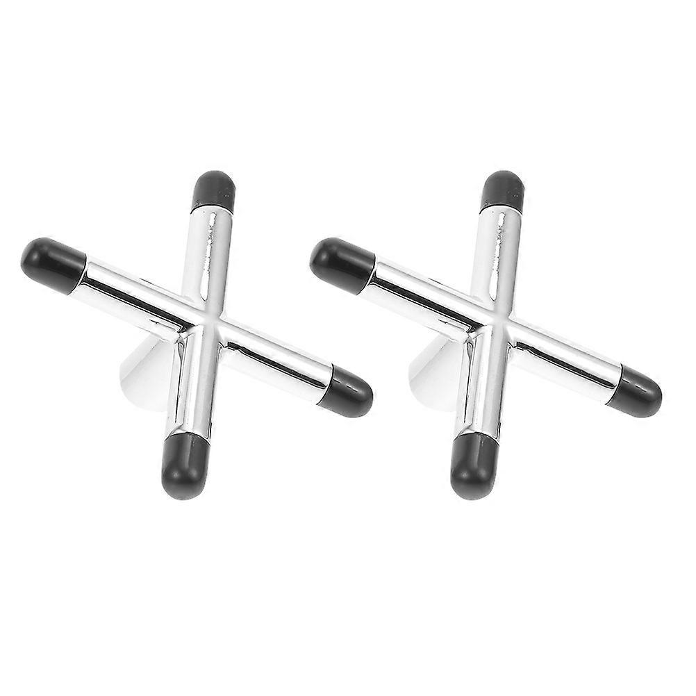 Silver Metal Billiards Cue Cross Bridge Function 2Pcs Pool Stick Holders