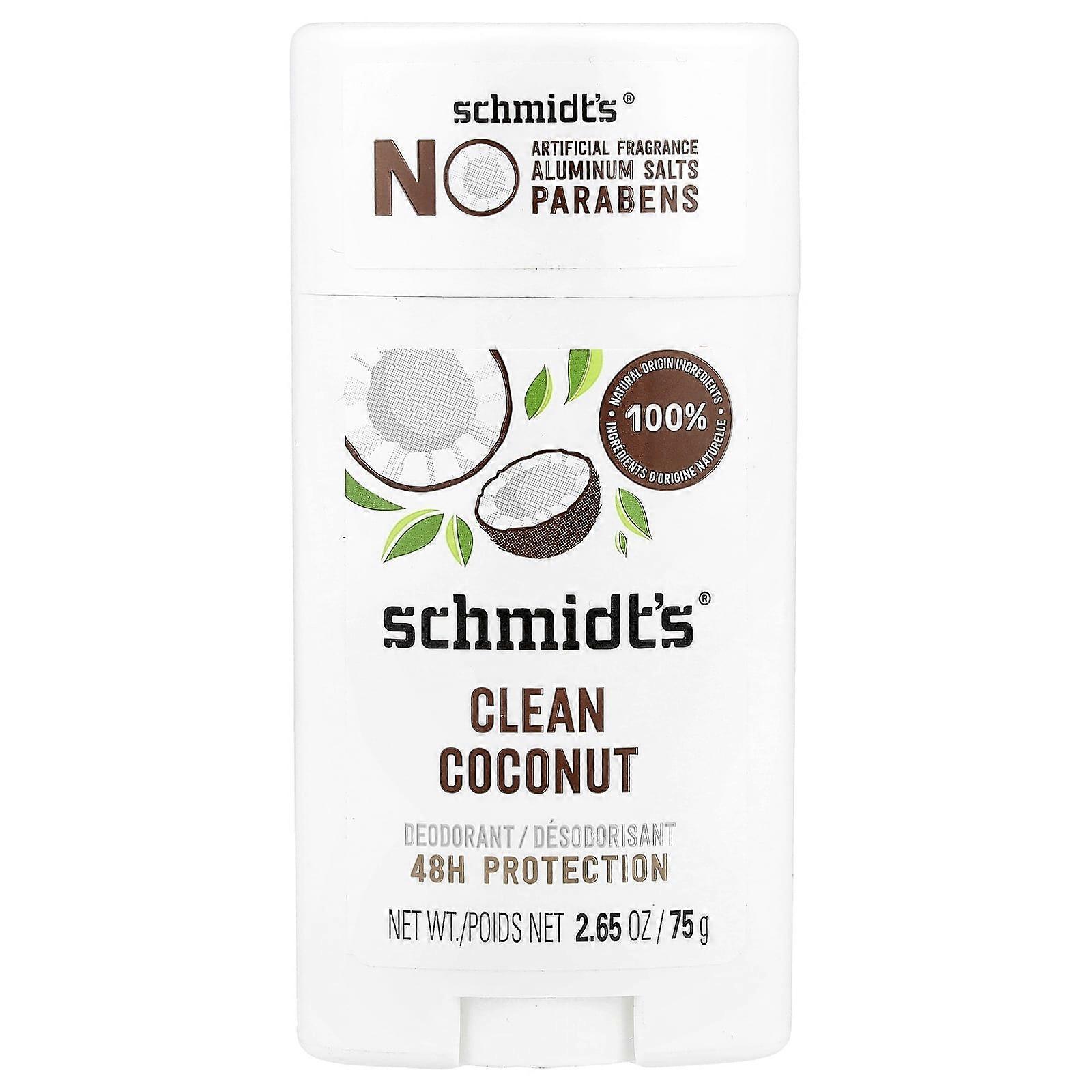 Schmidt's, Deodorant, Clean Coconut, 2.65 oz (75 g), 2-Pack