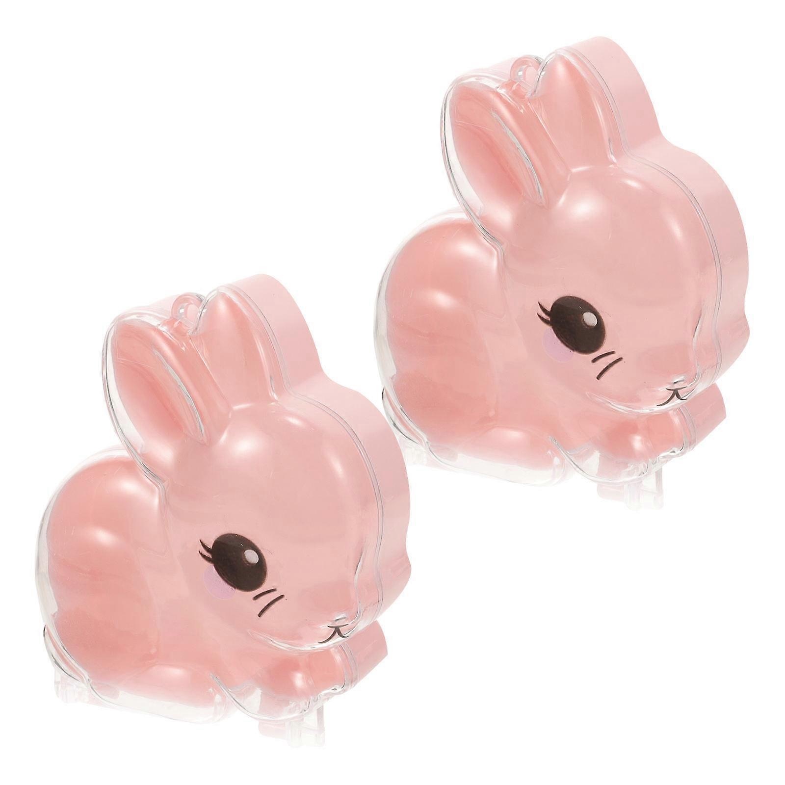 2Pcs Rabit Shaped Candy Case Clear Gift Storage Box Plastic Packaging Boxes