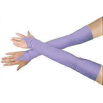 Dziewczęce chłopcy dorośli Stretchy Spandex Fingerless Over Elbow Cosplay Catsuit Opera Długie rękawiczki, jasnofioletowy