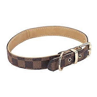 Dog Collar Durable Soft Stylish Plaid Pattern Dog Collar Adjustable Pet Collar with Metal Buckle for Outdoors SP