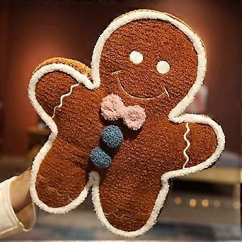 Pão de gengibre bonito de pelúcia, travesseiro de homem de gengibre, 17 polegadas de altura Natal pelúcia brinquedo bonito desenho animado pão de gengibre homem pelúcia boneca recheada brinquedo presente gengibre