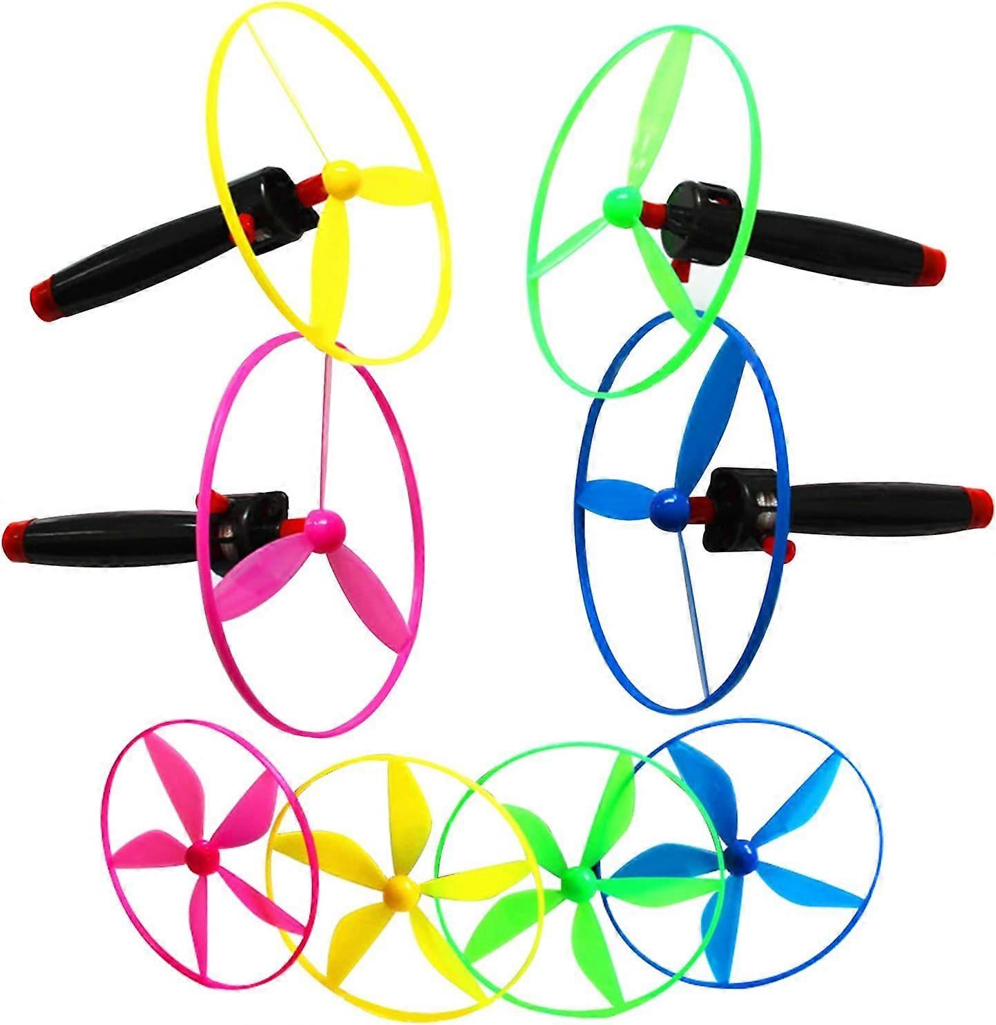 4 Pcs Flying Saucer Environmentally Game Pull String Outdoor Toy