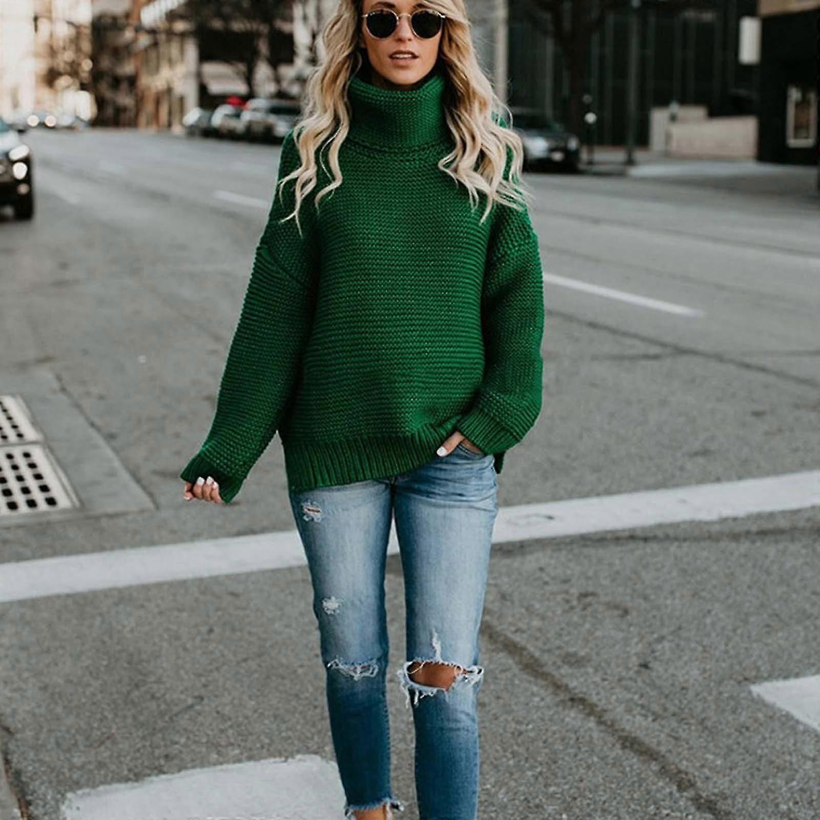 Femmes Cowl Neck Pull tricoté Winter Jumper Top