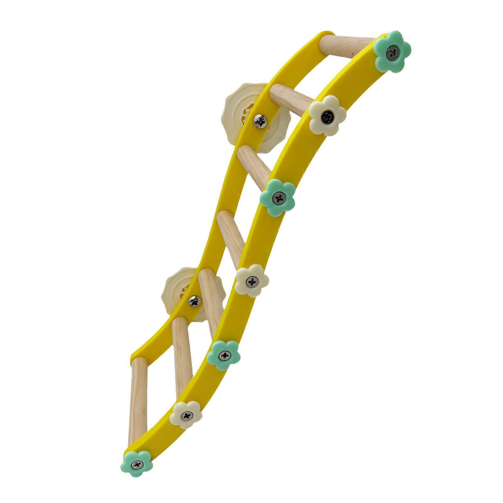 Interactively Bird Training Platform With Adjustable Height Colorful Beads Multifunctional Parrots Playgrounds  Yellow