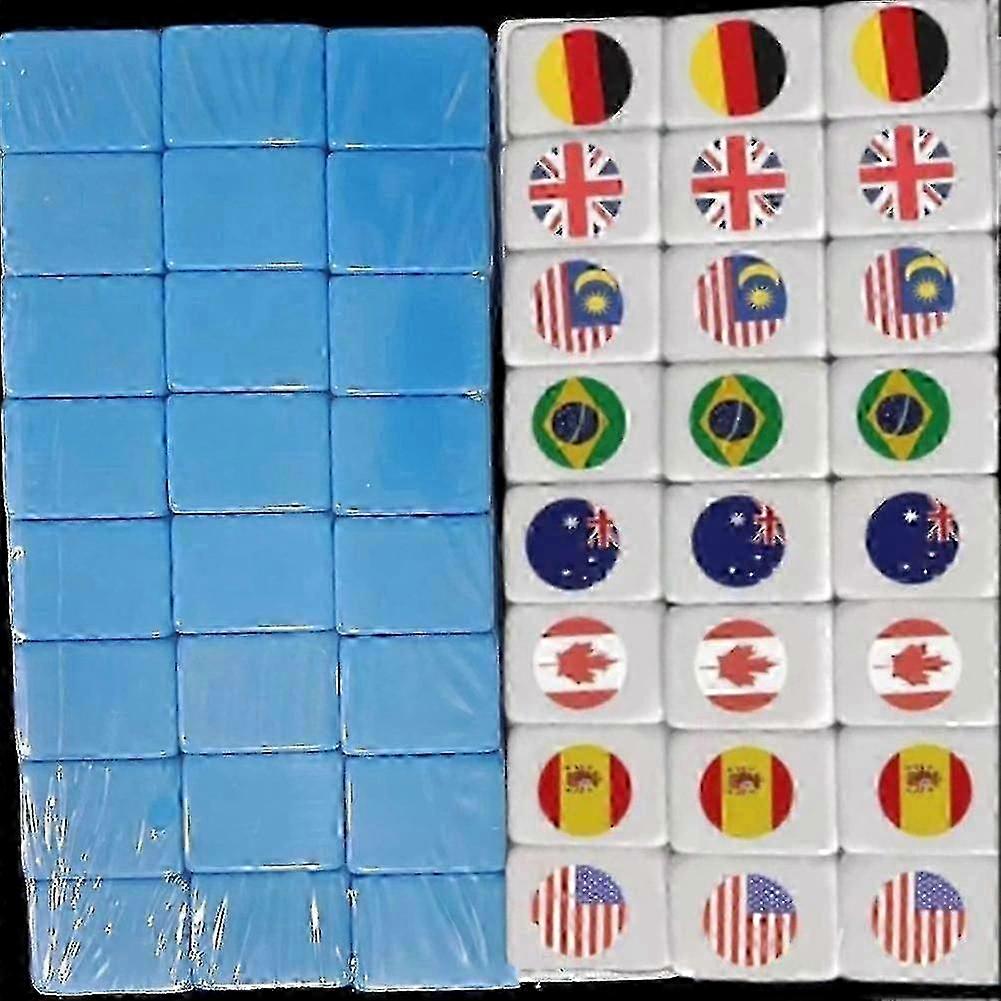 24mm 64 Sheets Patterned Mahjong Tiles National Flag Design