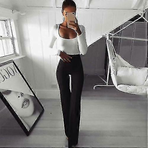Summer-autumn Solid, Elegant Palazzo Flared Pants Trousers's