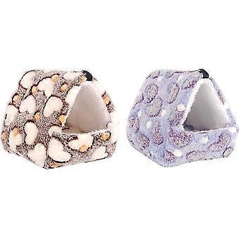 Casa de enforcamento de animais pequenos,2pcs Hamster Aconchegante Pequeno Ninho de Algodão Inverno Cama de Dormir Tapete 14 * 12cm