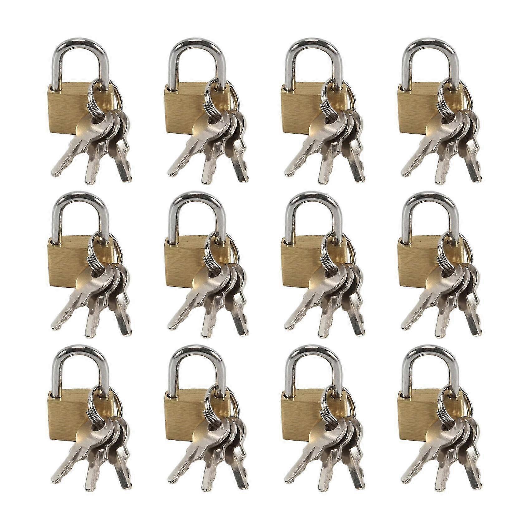 12 Pack Mini Padlock Small Padlock Solid Brass Locks with 3 Key compatible with Luggage Lock,Backpack,Gym Locke