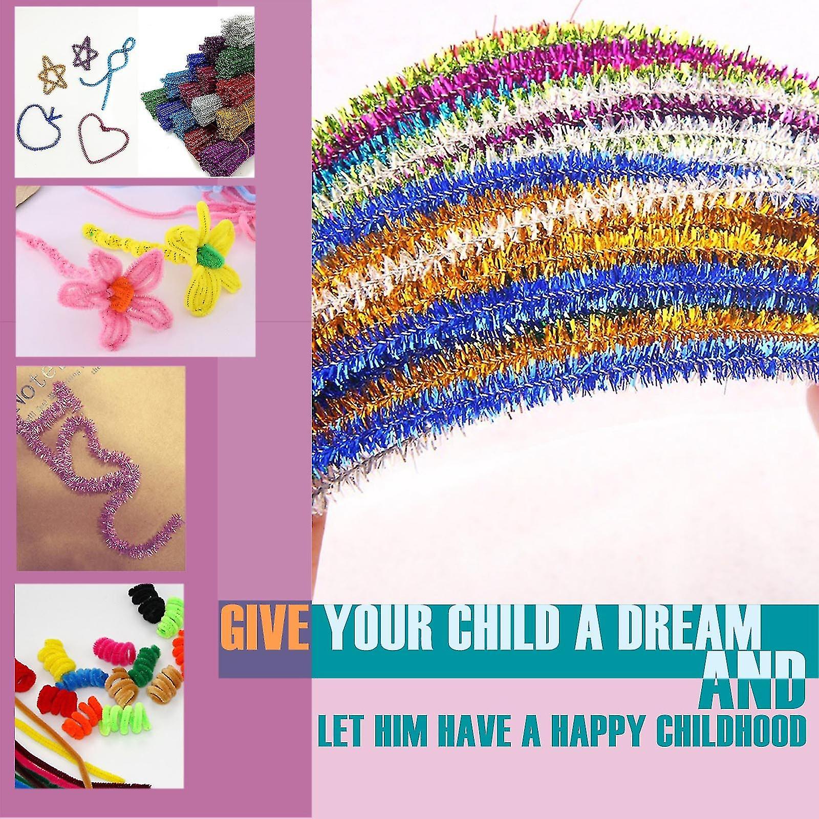 100pc Chenille Stem Flash Color Pipe Cleaners Set For Diy Arts Crafts Decoration