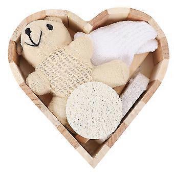 Body Bathing Glove for Skin Nourishment 1Set Heart-Shaped Gift Box Bathing Set