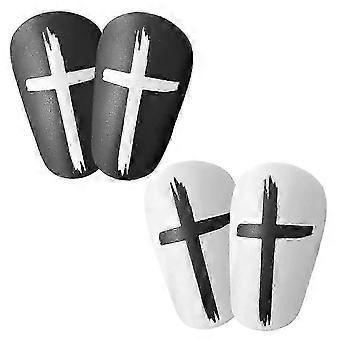 2 Pairs Mini Soccer Shin Guards, Black & White Cross Shin Guards Extra Mini Shin Pads Protective Equipment Shin Guards for Teenagers Adults Boys Girls