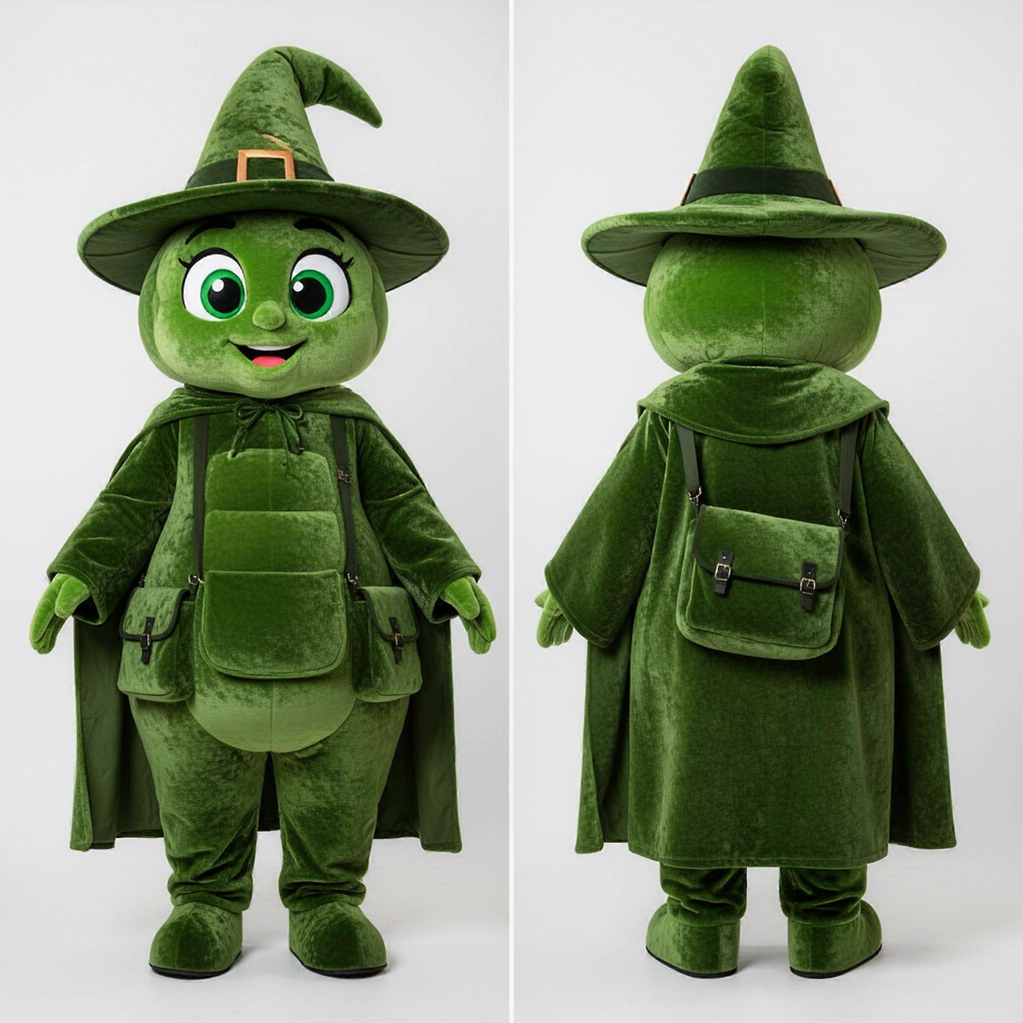 MASTICOT Moss Green Whimsical Witch Mascot