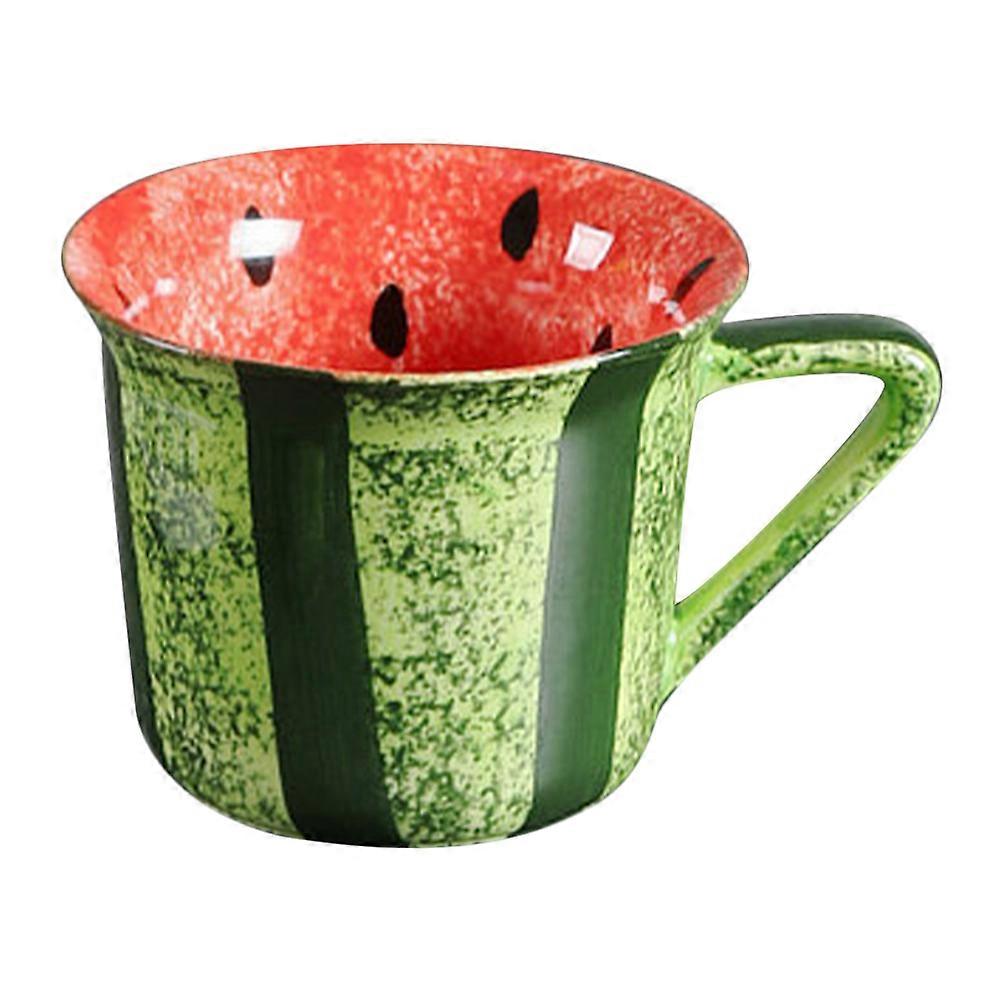 Watermelon Pattern Ceramic Beverage Cup for Drinking 4Pcs Household Set