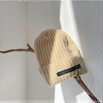 Women's Slouchy Chunky Knit Beanie, Relaxed Korean Style