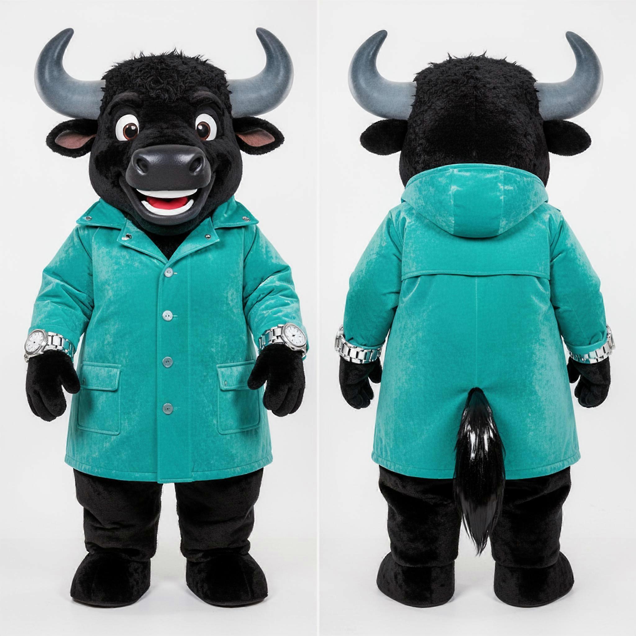 MASTICOT Black Velvety Bison Mascot
