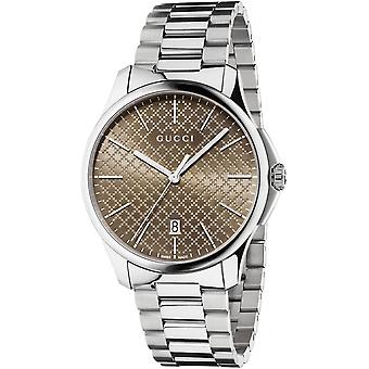 R.gucci g-timeless lg esf.brown swiss Quartz Analog Unisex Watch with YA126317 Stainless Steel Bracelet