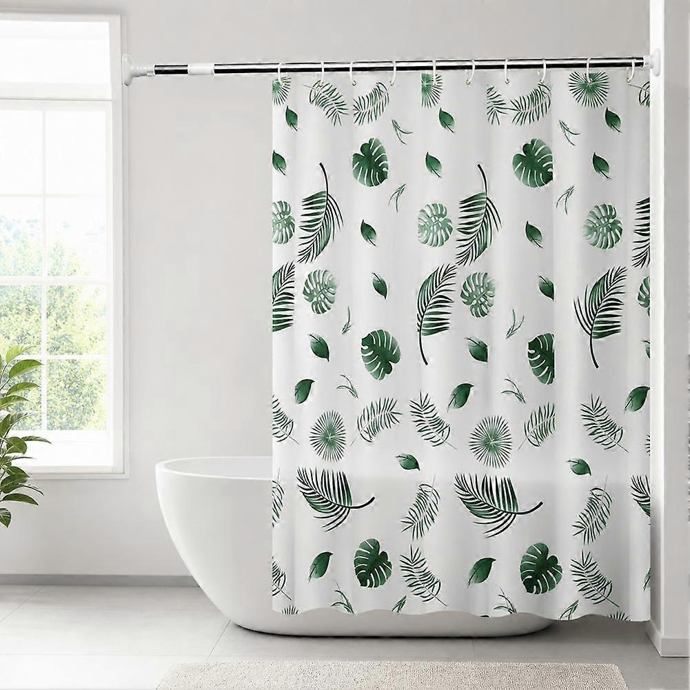 PEVA Shower Curtain Waterproof Tropical Leaf Pattern Rustproof Grommets