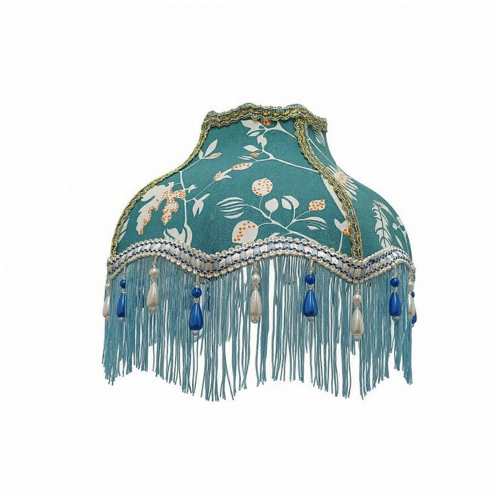 Floral Print Lampshade with Fringe Light Diffusing for Reading Corner