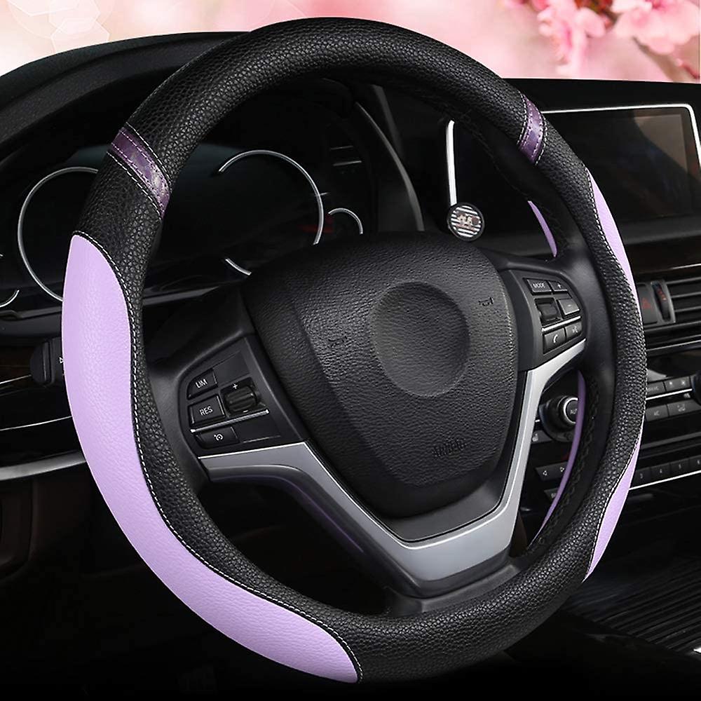 Universal Leder Lenkradabdeckung für Frauen Lenkradabdeckung für Auto 15 Zoll (Lila)