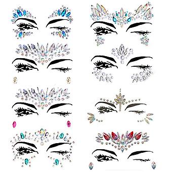 Veeki Halloween Face jewels festival Women Face Gems Glitter 8 Sets Rhinestone Rave Festival Face Jewels,Crystals Face Stickers Eyes  Body Temporary T