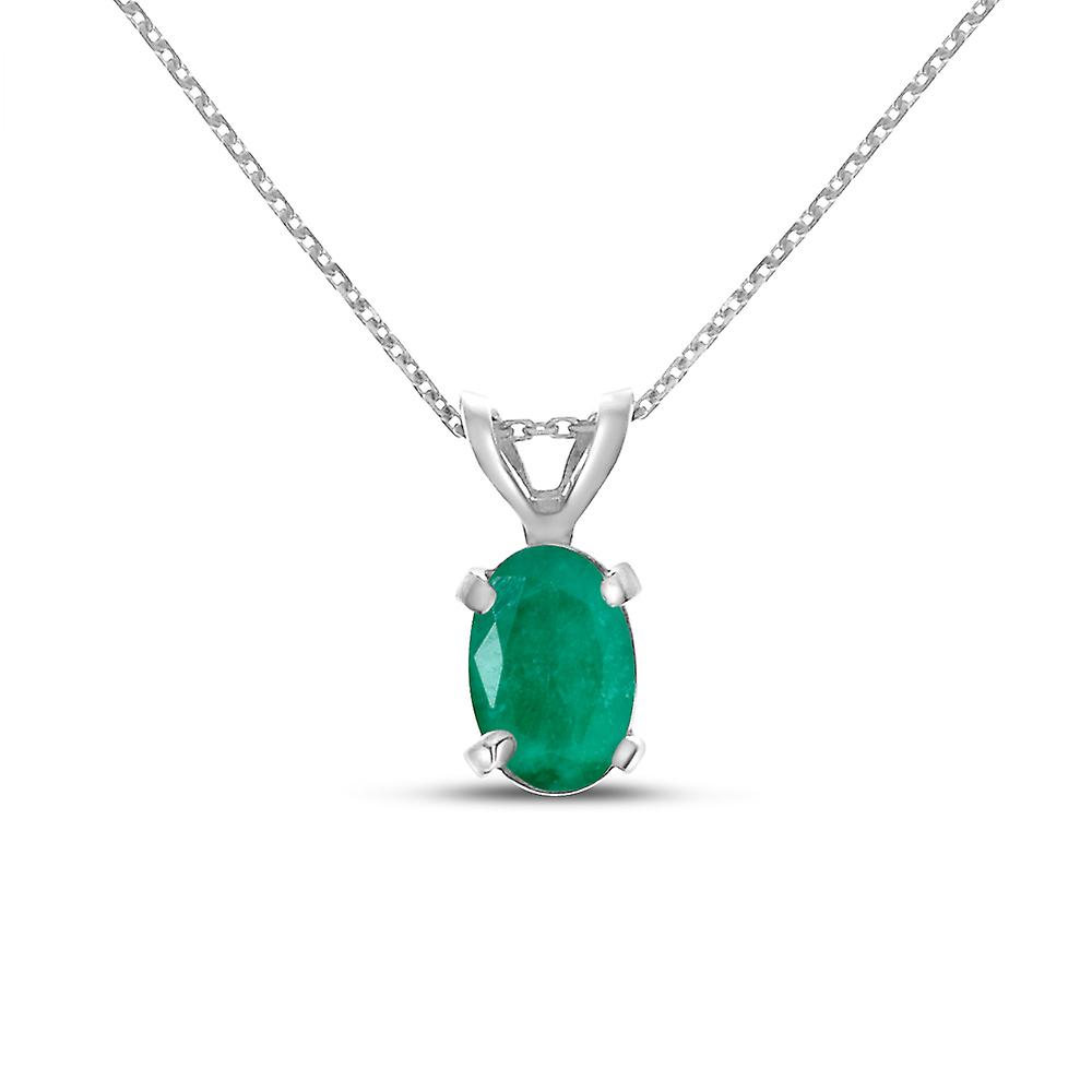 LXR 14k or blanc or ovale pendentif émeraude 0.31 ct