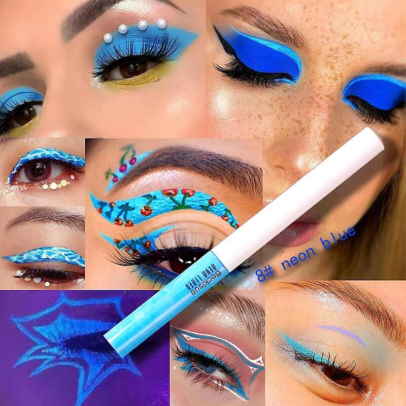 Professional Shiny Eyeliner Cosmetic Pigment Uv Neon Makeup Liquid Glitter Pigment Eyeliner Quick Dry Fluorescence In Dark