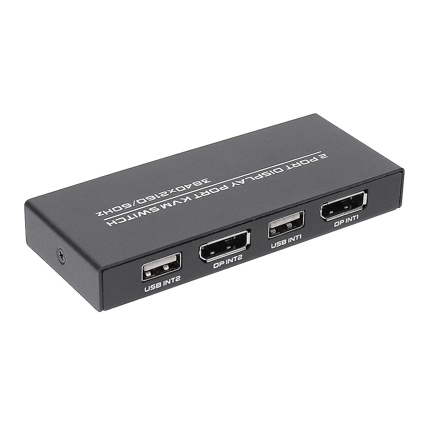 Displayport Kvm Switch, 4k@60hz Dp Usb Switcher For 2 Computer Share Keyboard Mouse Printer And Ult
