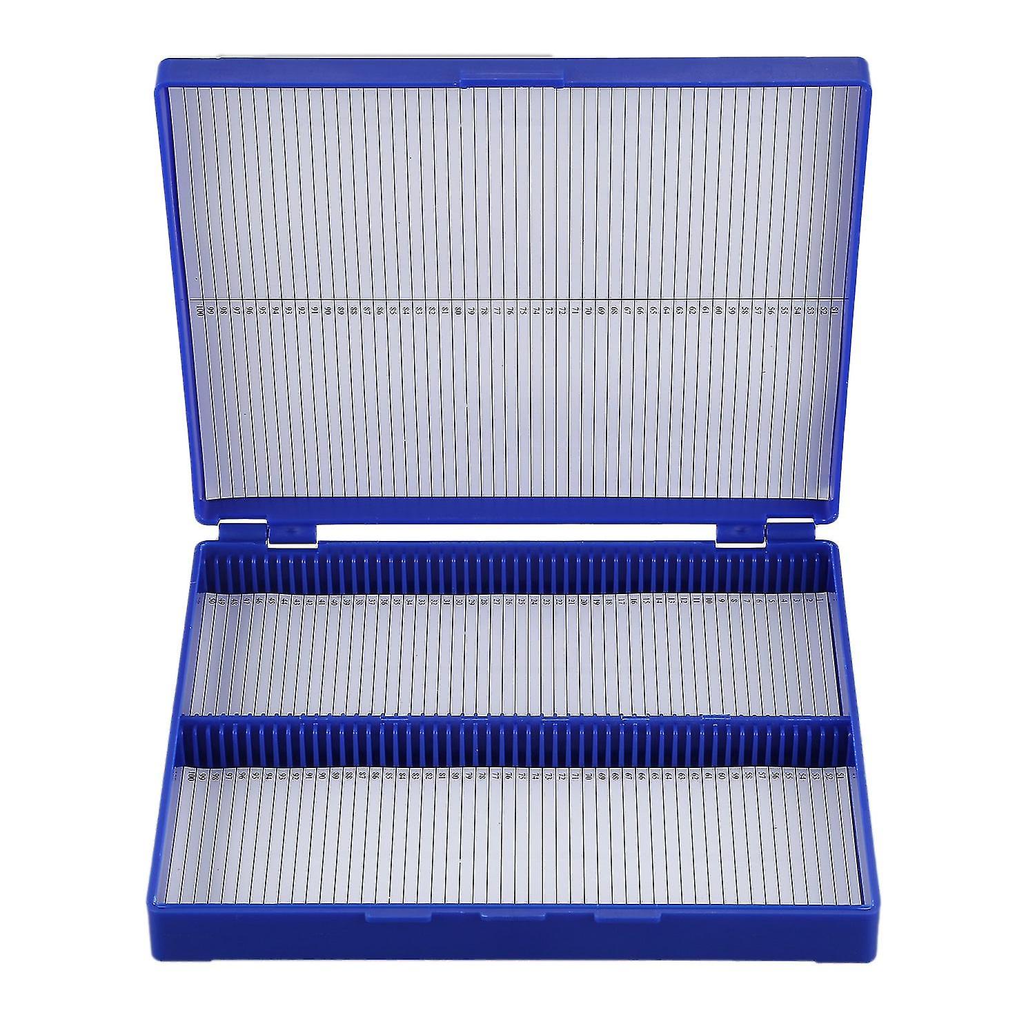 Royal Blue Plastic Rectangle Hold 100 Slide Microscope Box