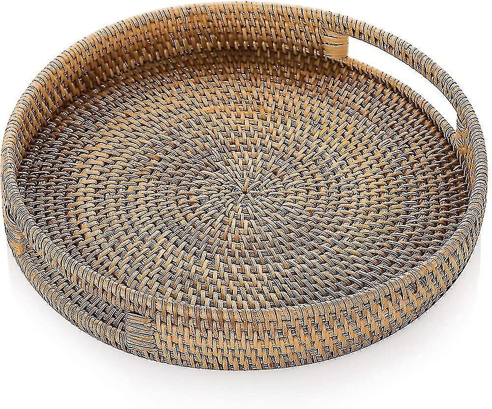 Serving Tray With Handles 30cm Hand Woven Wicker Trays Tray Rustic Decorative Tray