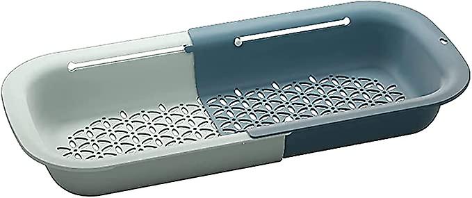 Foldable Kitchen Filter Basket Plastic Vegetable Fruit Drip Filter Light Blue+Dark Blue 22*49.5cm*6.6cm