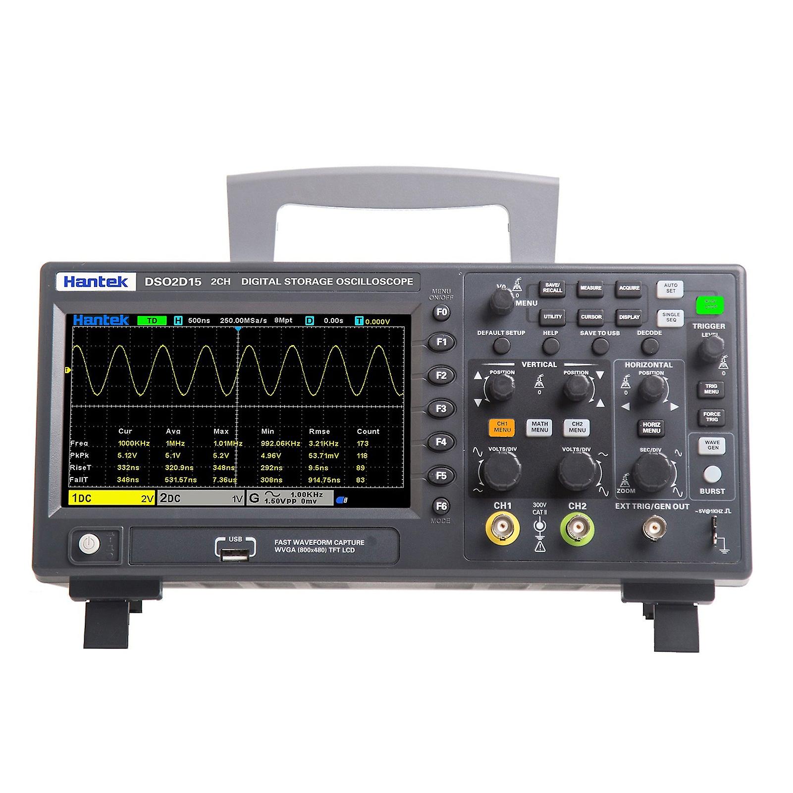 Dso2d15 Digital Oscilloscope Meter Desktop Oscillograph Oscillometer 800 * 480 Pixel 7 Inch Tft Lcd Screen 2ch+1ch Channels