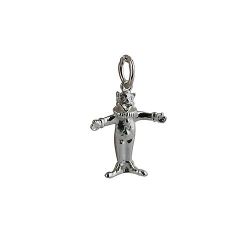 Silver 15x14 solid Clown Pendant or Charm