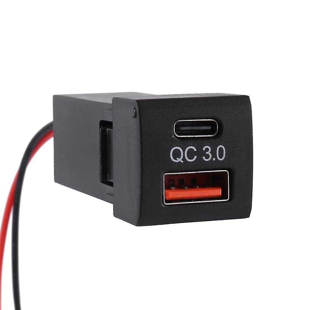 Car Dual Usb Charger Socket Pd Type-c Adapter For Qc 3.0 Quick Charge