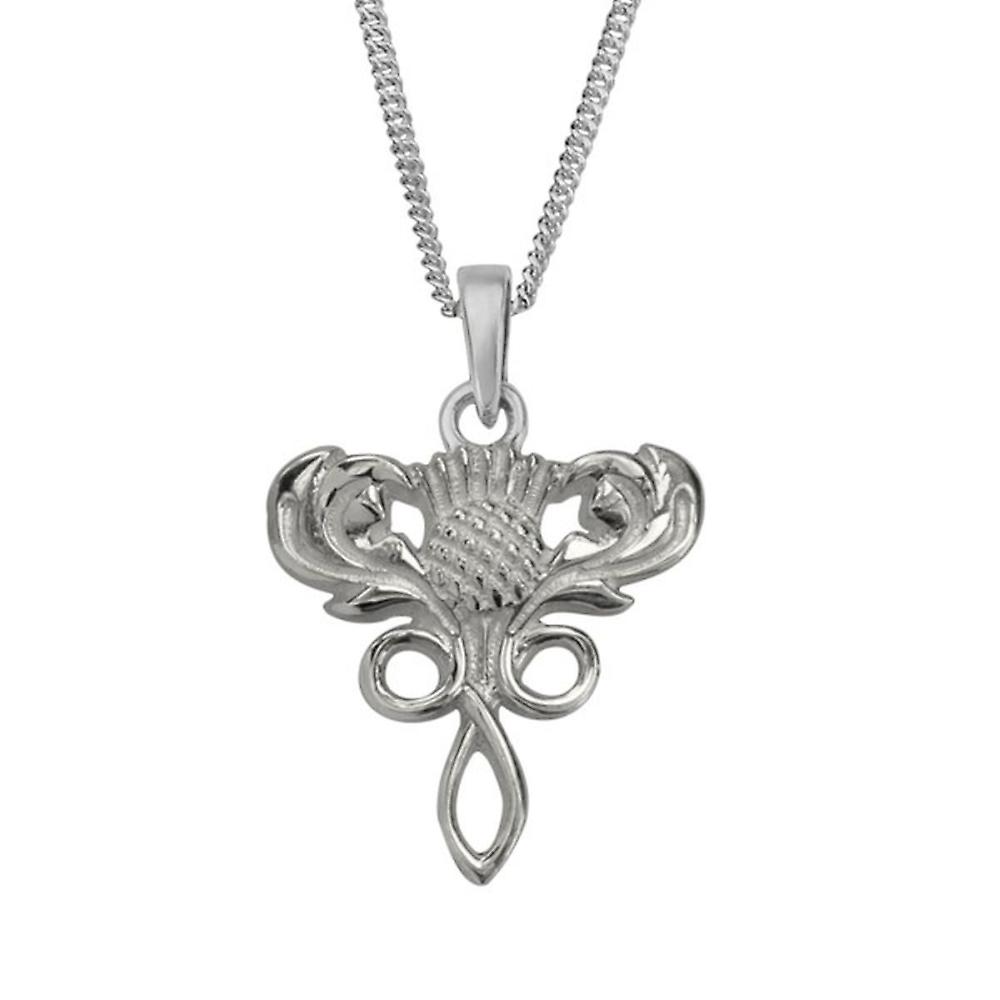 Scottish Thistle Flower Of Scotland Necklace Pendant - Includes A 20"Silver Chain