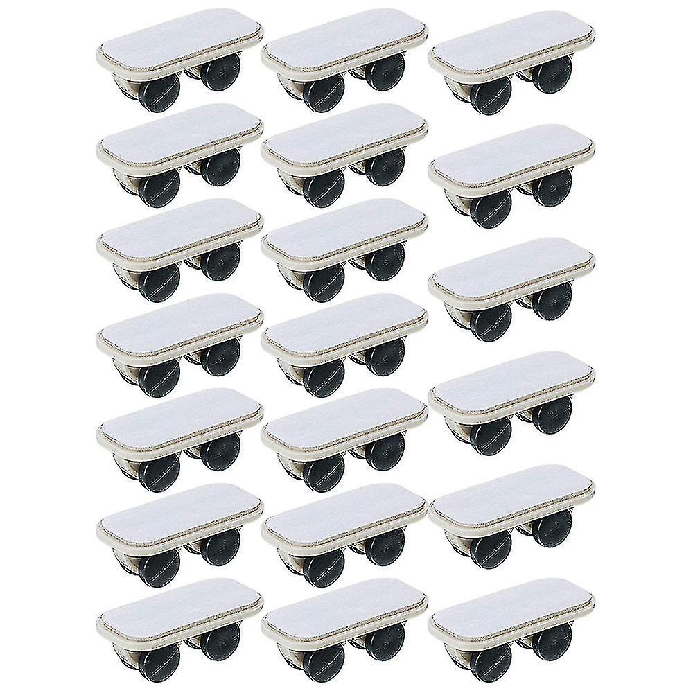 20 Pieces Adhesive Wheels Caster Cart On Wheels Boxes Caster Small Caster Paste Plastic Wheel Caste