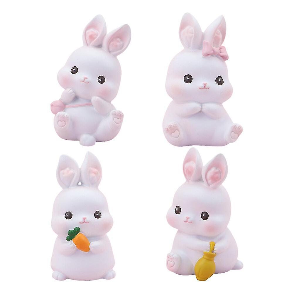 4pcs Delicate Easter Bunny Cake Decoration Rabbit Shaped Cake Ornament
