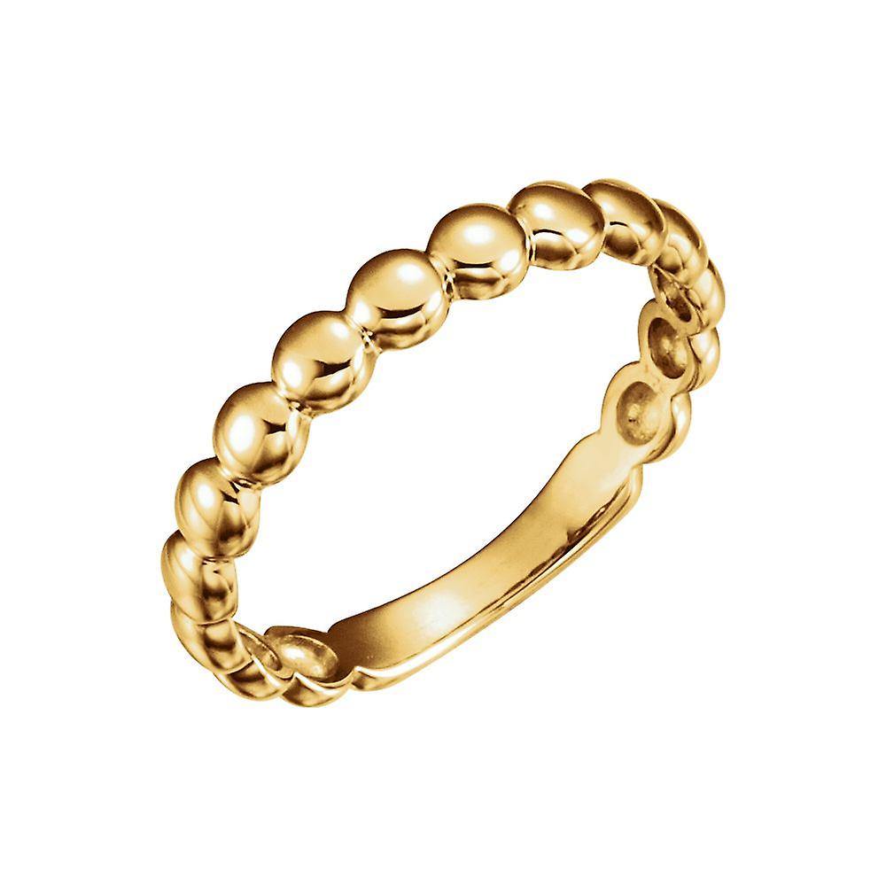 14k Yellow Gold Beaded Stackable Ring Size 6.5-Stackable-Ring for Women - 2.3 Grams