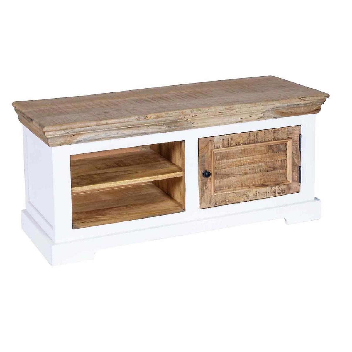 Brogyn Solid Mango Wood Small Tv Cabinet White