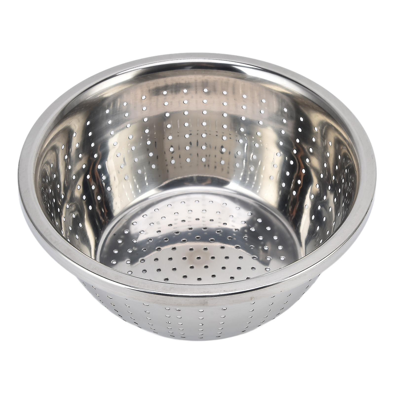 Vegetable Kitchen Strainer Rustproof Multifunction Stainless Steel Colander for Kitchen Household Silver22cm