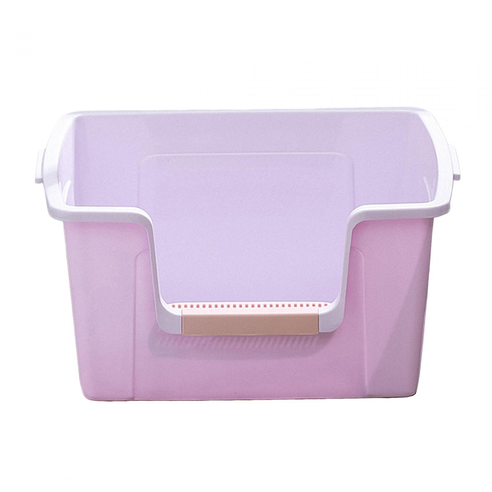 Cat Litter Box Potty Extra Large Sand Box Container Durable Kitty Litter Pan Violet