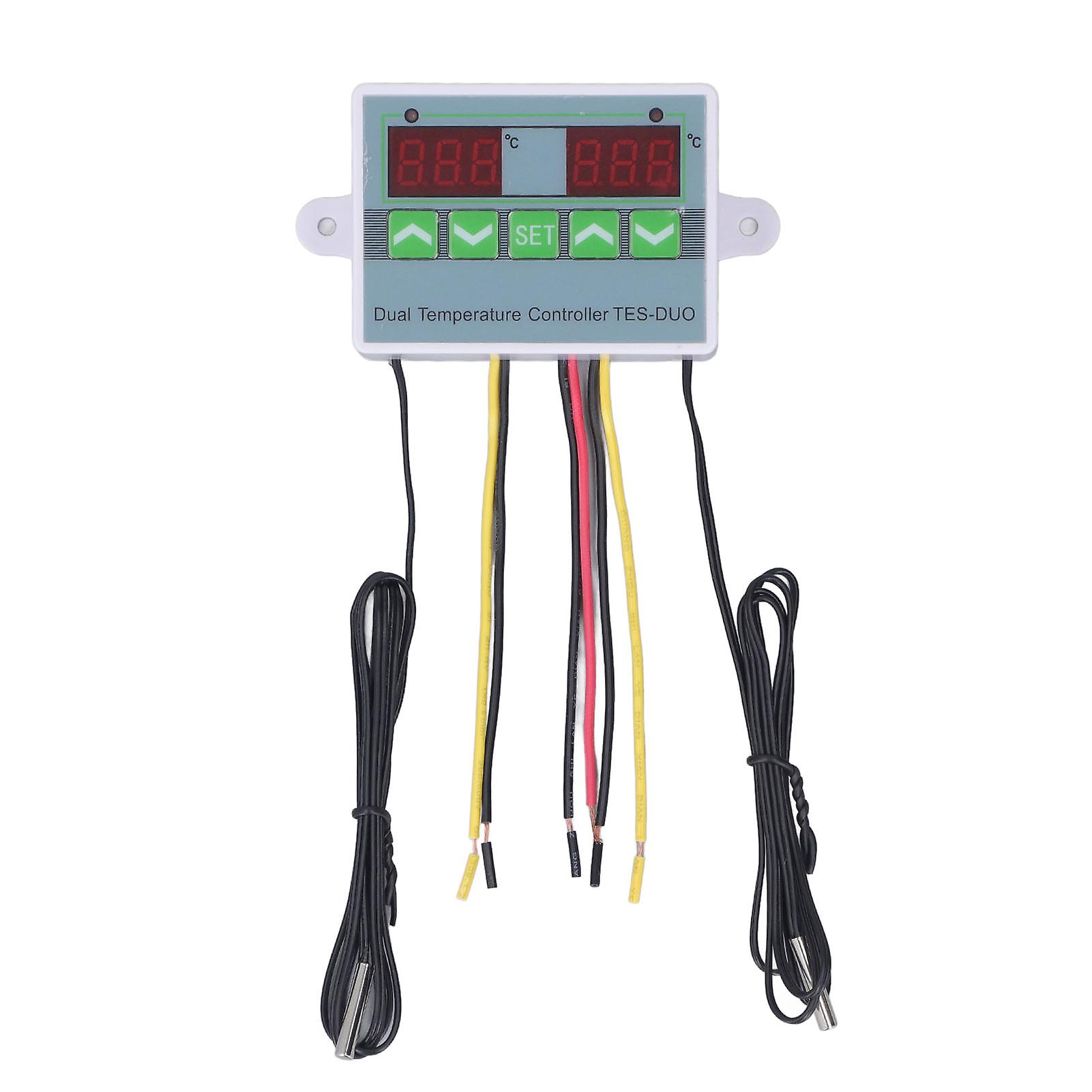Dual Temperature Controller Waterproof Digital Thermostat with Data Storage for Reptile Refrigerator Freezer