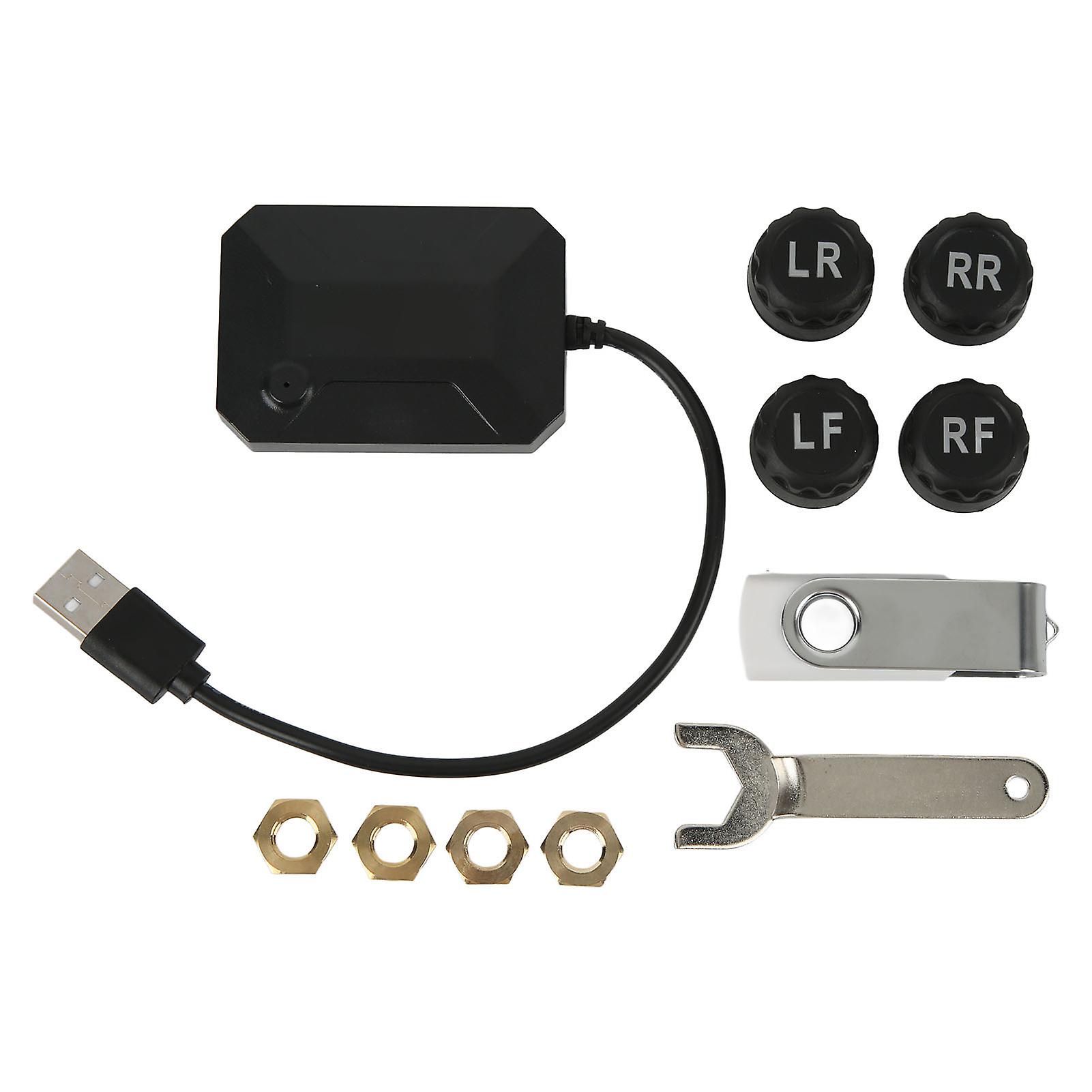 USB Tire Pressure Monitoring System Large Screen Display Stable Signal Wireless TPMS for Car RV Truck