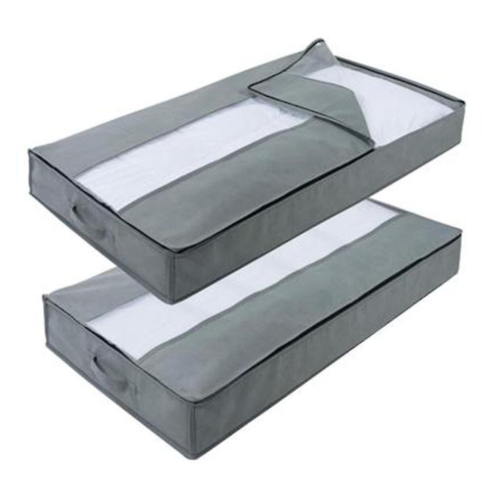 2 Pack Underbed Storage Bag Organizer-light Gray