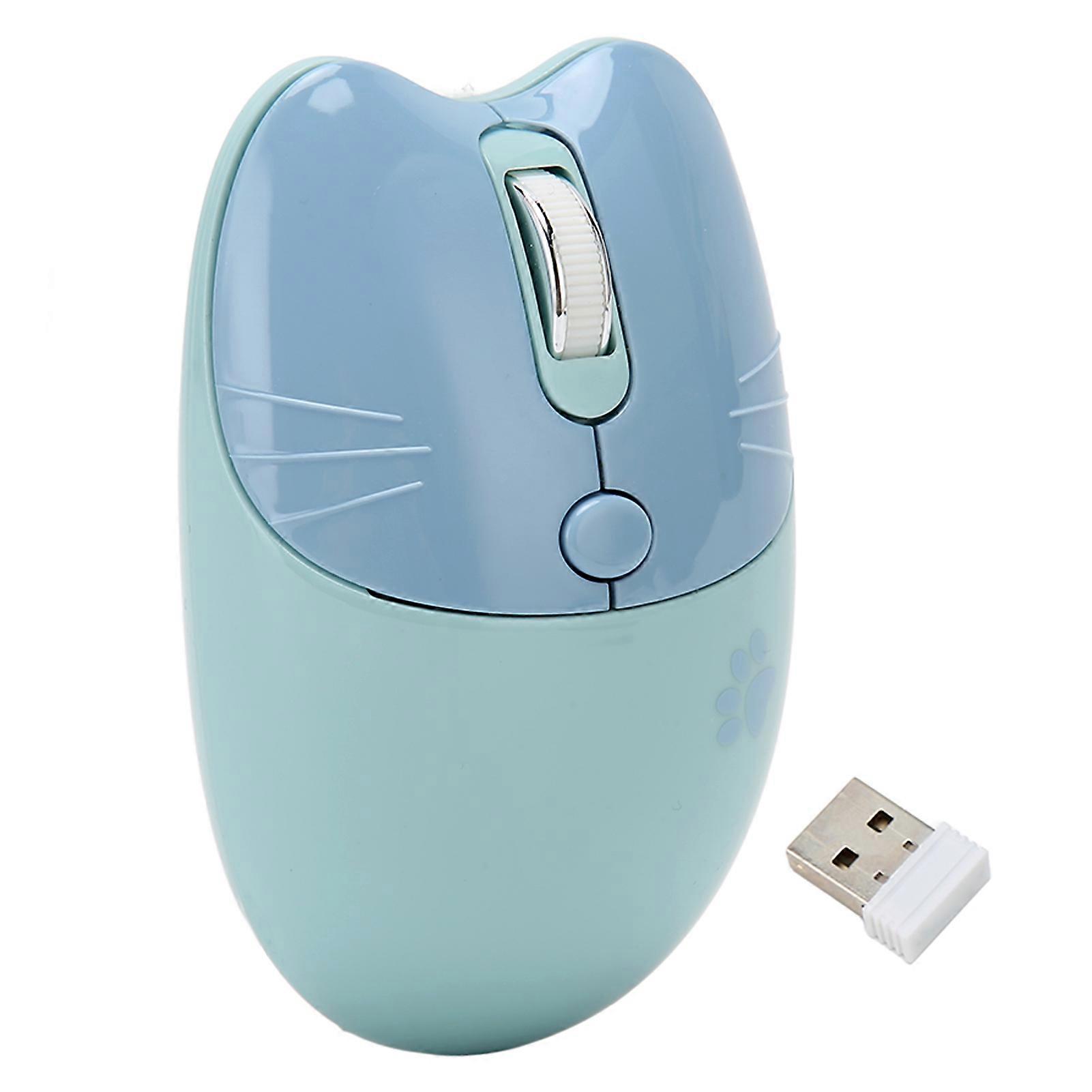 Wireless Mouse BT5.1 Or 2.4GHz Silent Click Adjustable DPI Auto Sleep Office Mouse for Girl Working Family School Cafe Blue 