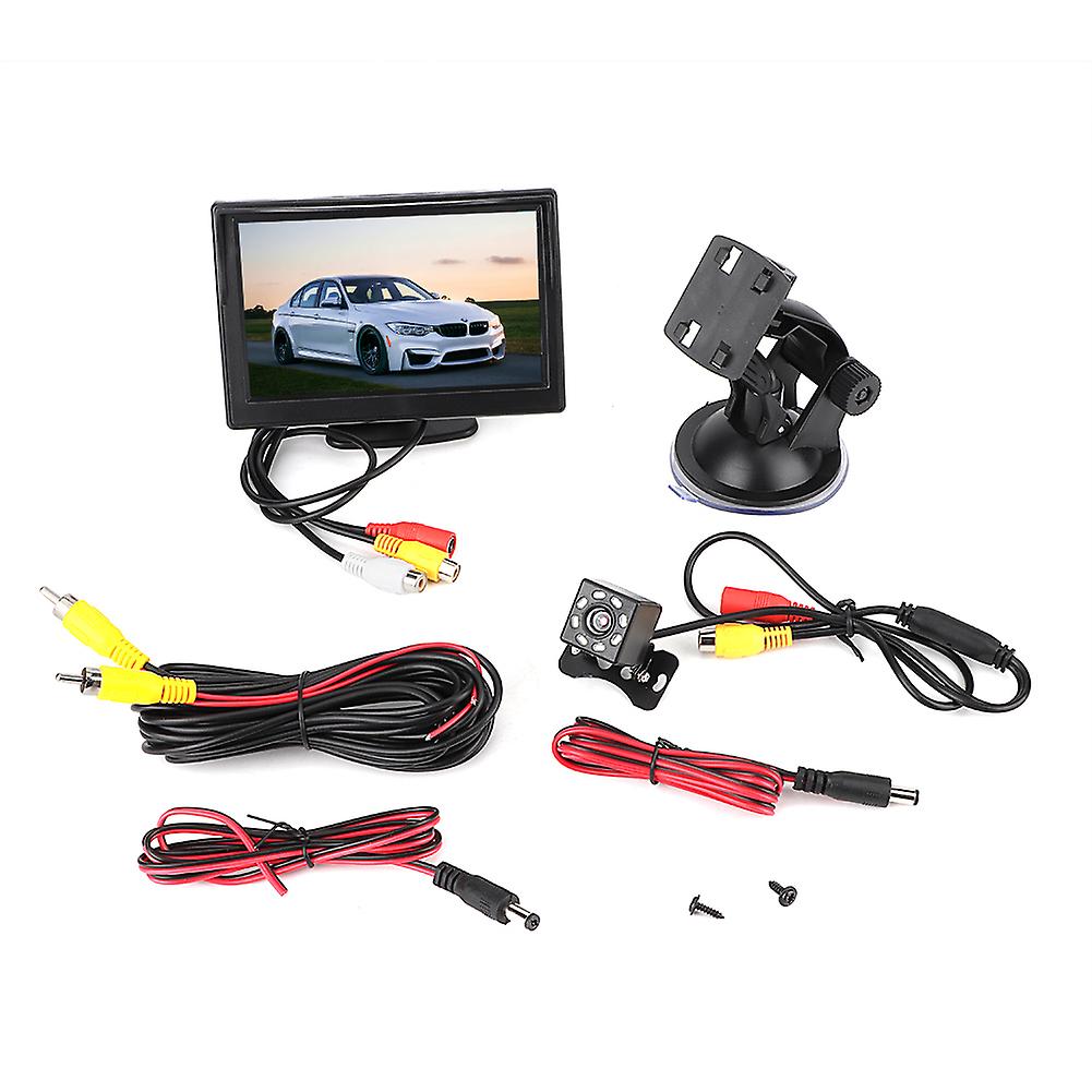 5 inch TFT LCD Car Monitor 2 Channel Video Input with 8 LEDs Night Vision Waterproof Camera
