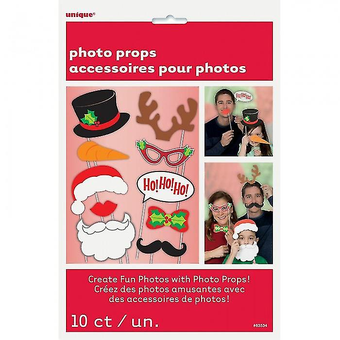 Unique Ho Ho Santa Claus Christmas Photobooth Props (Pack of 10)